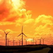 Wind turbines and dramatic sky