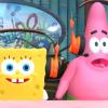 SpongeBob SquarePants and Patrick Star wearing football announcer headphones
