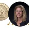 headshot of Katharine Suding and Franklin Institute medal