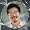 portrait of Edward Chuong over illustration of DNA