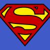 Superman logo on blue background