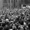 black & white photo of a protest