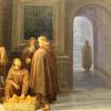 Franciscan monks in the cloister of Santa Maria in Ara Coeli