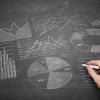 Chalkboard with economic graphs