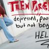 Pregnant teen standing against a wall