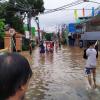 Floods that cuts the Raya Bintara Rd. on 1st January, 2020