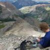 Alumnus Noah McCorkel collects samples for his honor’s thesis in thermochronology on Whiterock Mountain in Colorado’s Elk Range near Crested Butte.