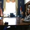 From left to right above, CU in D.C. Director Ken Bickers confers in Congressman Ed Perlmutter’s Washington, D.C., office with Perlmutter staff member Eddie Wykind, along with student interns Sarah Lauce and Timothy Dickson.