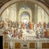 Ancient Greek philosophers, including Aristotle, are depicted in this fresco by Raphael. Image courtesy of Wikimedia Commons.