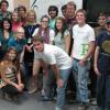 A group from CU enjoys a moment with the actress Laura Linney in Telluride. From left to right: (back row) Louis Zeller, Hank Smith, Jackson Elley, Nathan Wickstrum, Tony Tovar, Richard Montoya, J.T. Birchall, Kenny Karsten. (middle row) Janet Robinson, Andy Bartosch, Lesley Wharton, Laura Linney, Nikki Sewell, Emilee Prado, Braden Waller, Parker Richards, Robert Collins (first row) Kelly Milan, Becca Oliver, Molly Enright, (very front) Michaela Simon and James Gilbert.