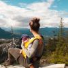 A mother and baby hiking