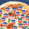 pizza topped with I Voted stickers