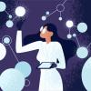 stock illustration of a woman in stem