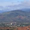 The town of Yanhuitlan with ancient mountaintop city of Cerro Jazmin in background (Oaxaca Highlands)