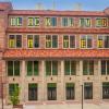 Black Lives Matter in the windows of the buildings