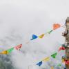 Tibetan flags on a mountain top