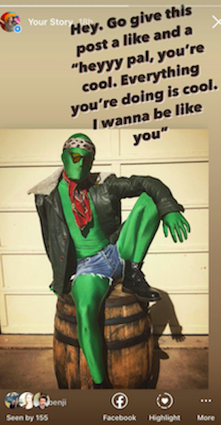 Instagram Story of Student in Green Fashion