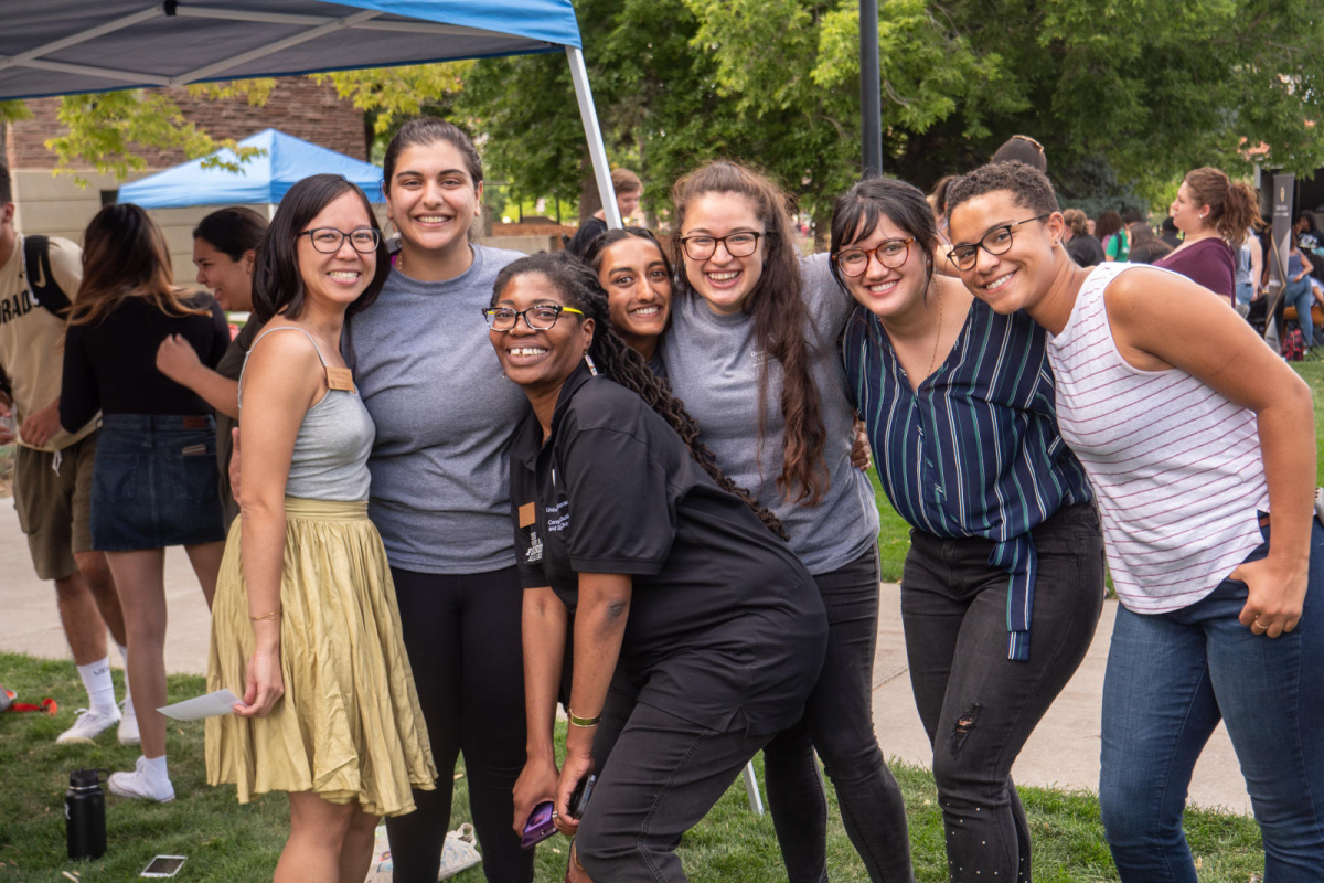 Students posing together at a CU Event