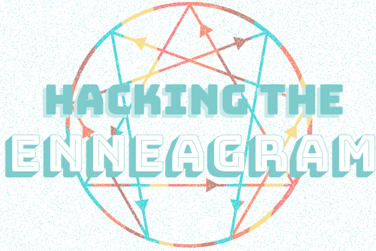 Enneagram logo in light blue blue pink and orange