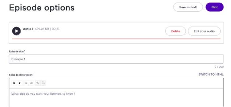 episode options