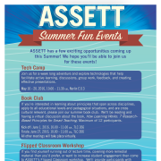 ASSETT Summer 2016 Events poster. Textual details within PDF.