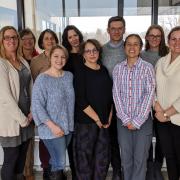 Group photo of 2020 Faculty Fellows in the CASE building