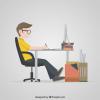 Cartoon of a designer working at a computer