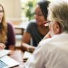 Professor collaborating with students