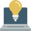 Lightbulb hovering over a laptop representing technology ideas