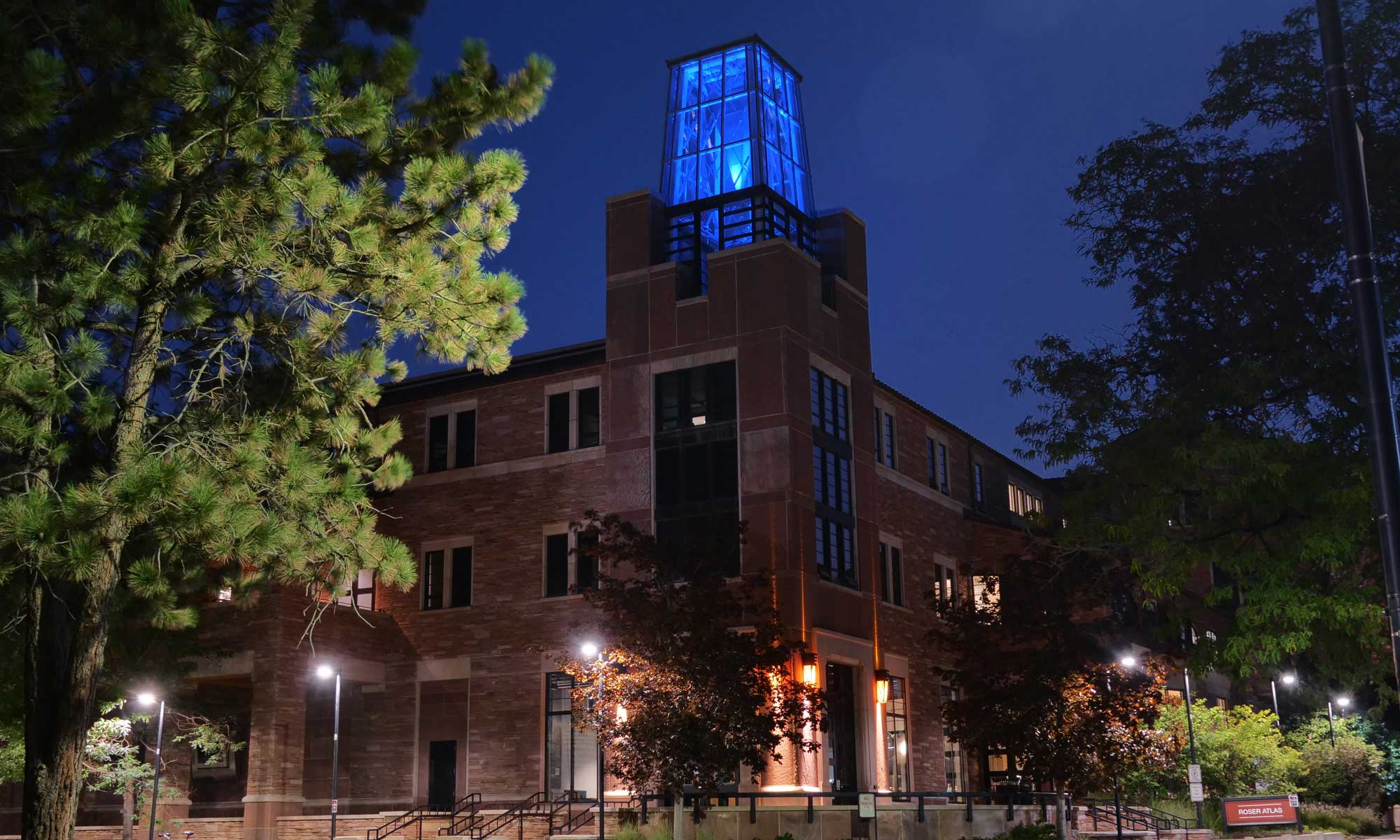 roser atlas building blue light