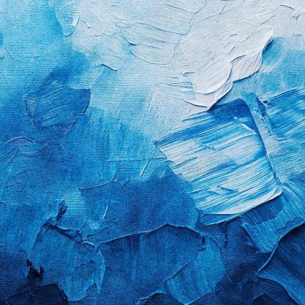 Thick paint in shades of blue