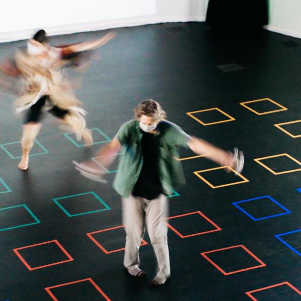 brad dancing in an installation