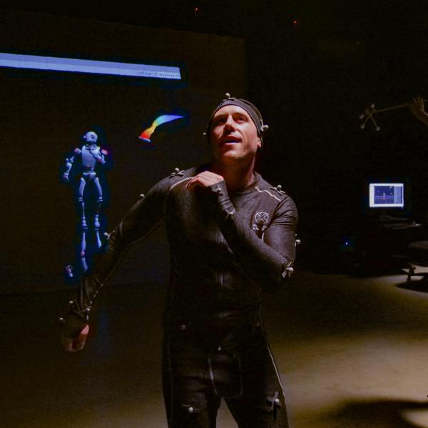 torin hopkins dancing with motion capture suit on