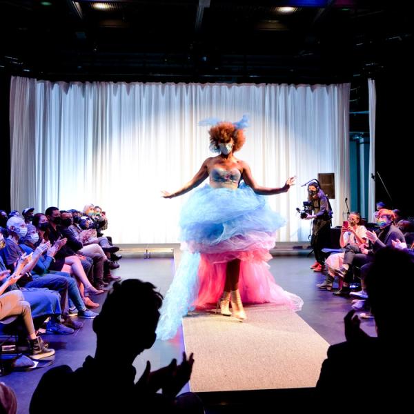 leelee james on runway floor