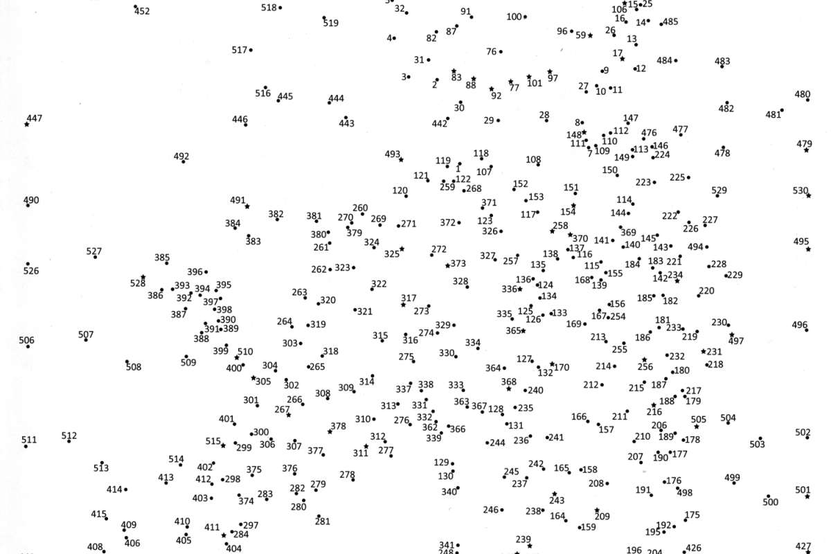 Scattered white numbers on a white background make a pattern