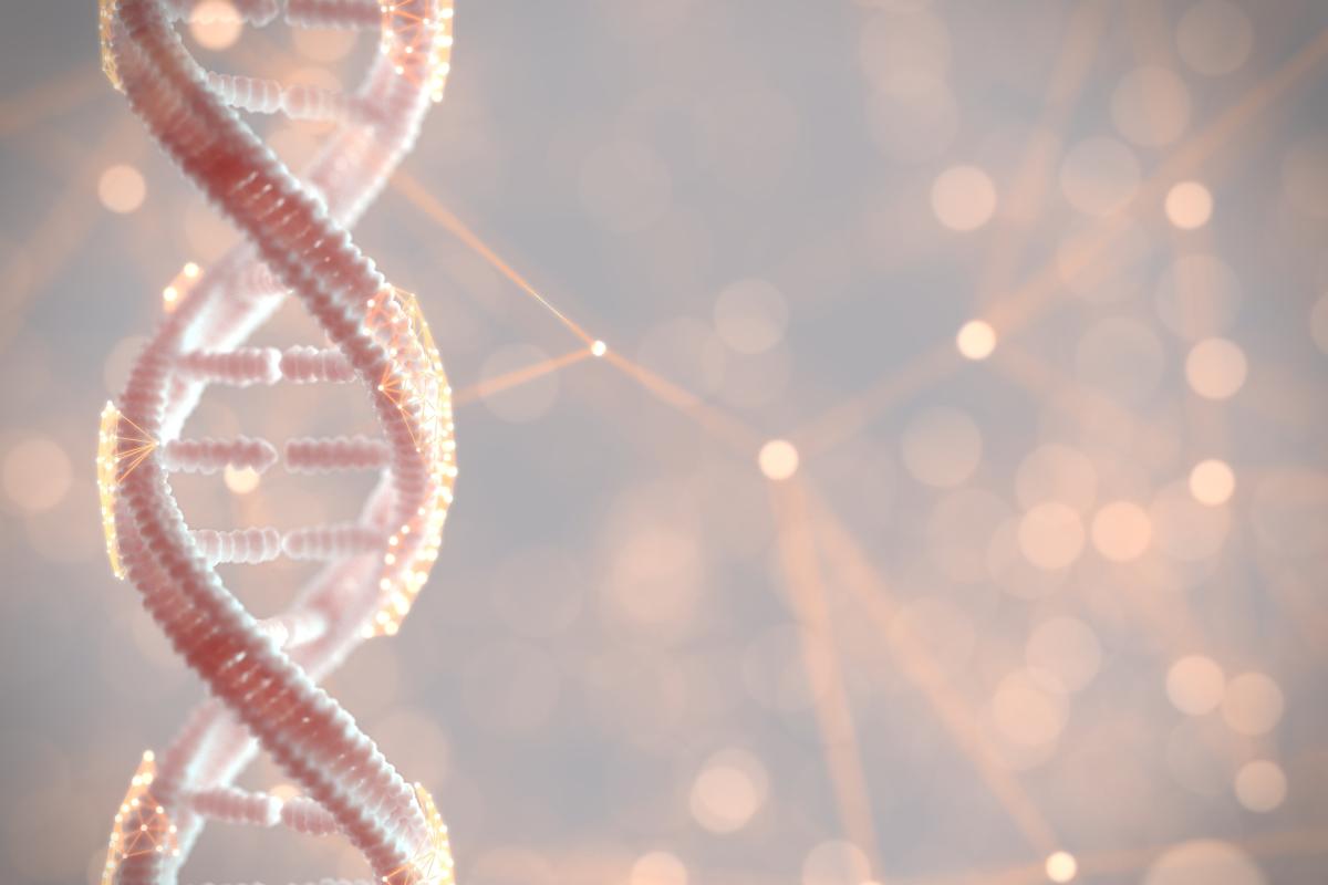 3d rendering of a DNA strand, light pink