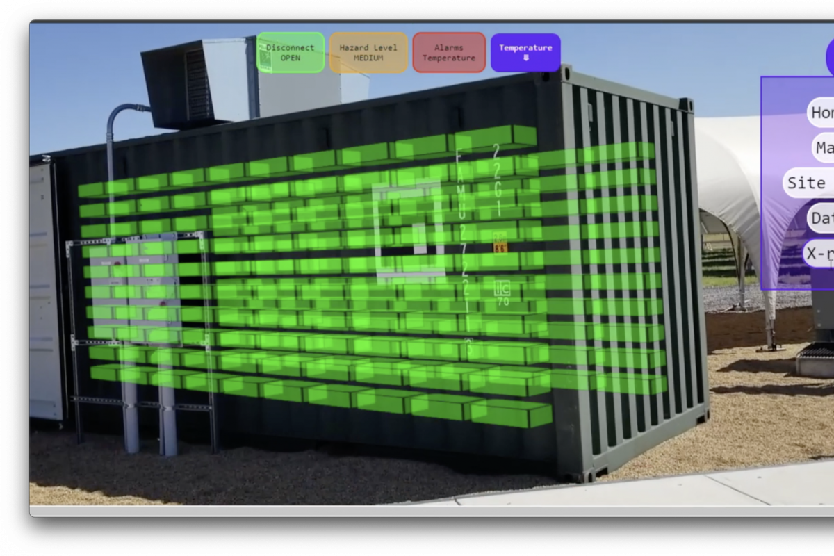 augmented reality view of a battery energy storage container