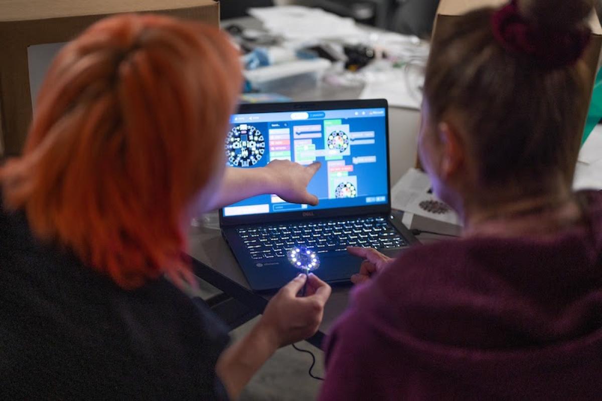 Students working on a software accessibility for children project