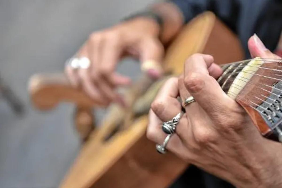 close up of guitar playing
