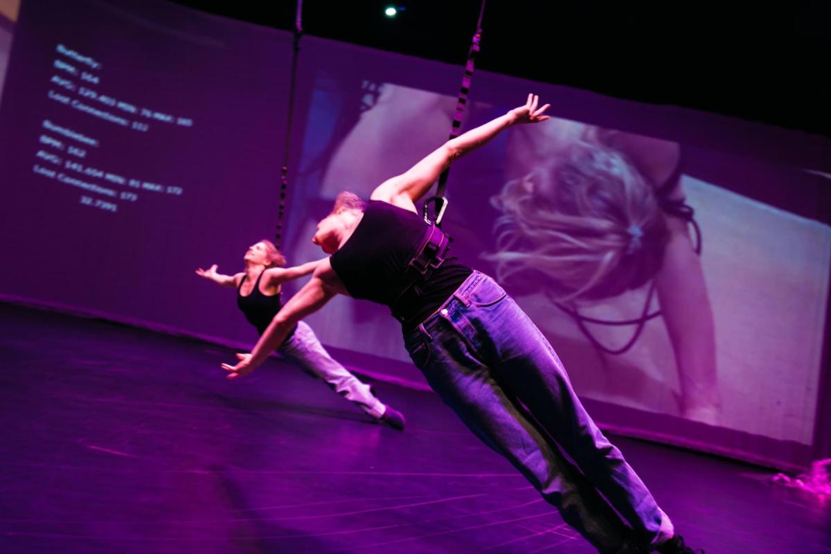 Link to MS Experimental Practice with image of dancers in B2 black box