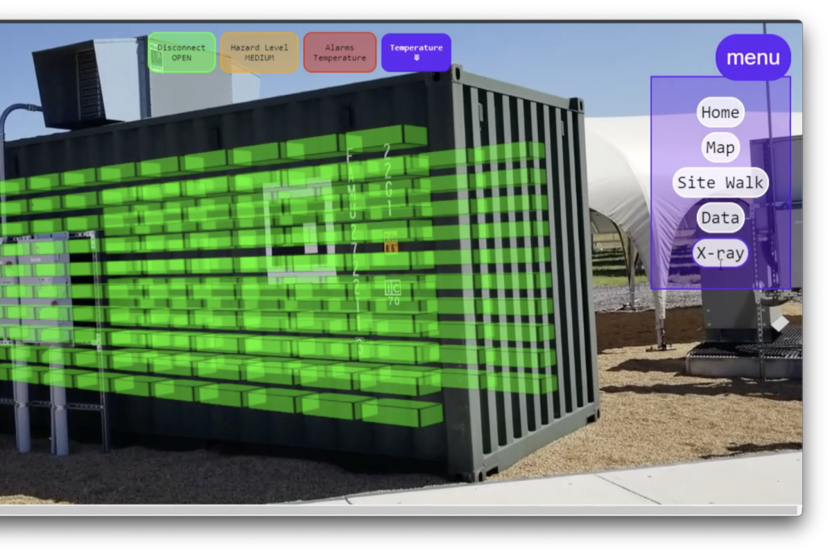 augmented reality view of battery storage container