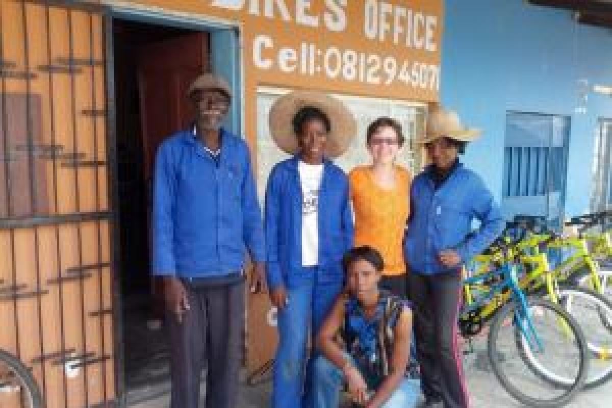 Men standing outside store in Africa