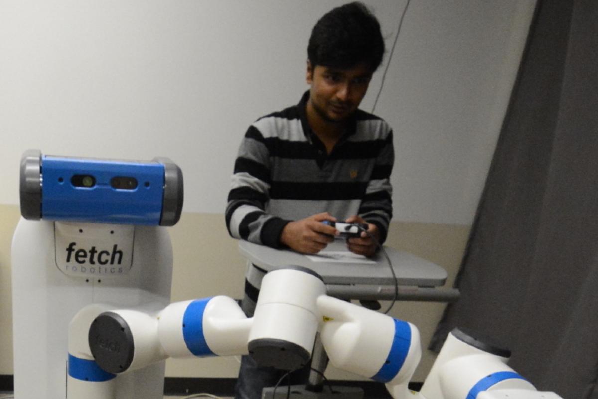 Demonstrating the robot for the ATLAS Research Showcase