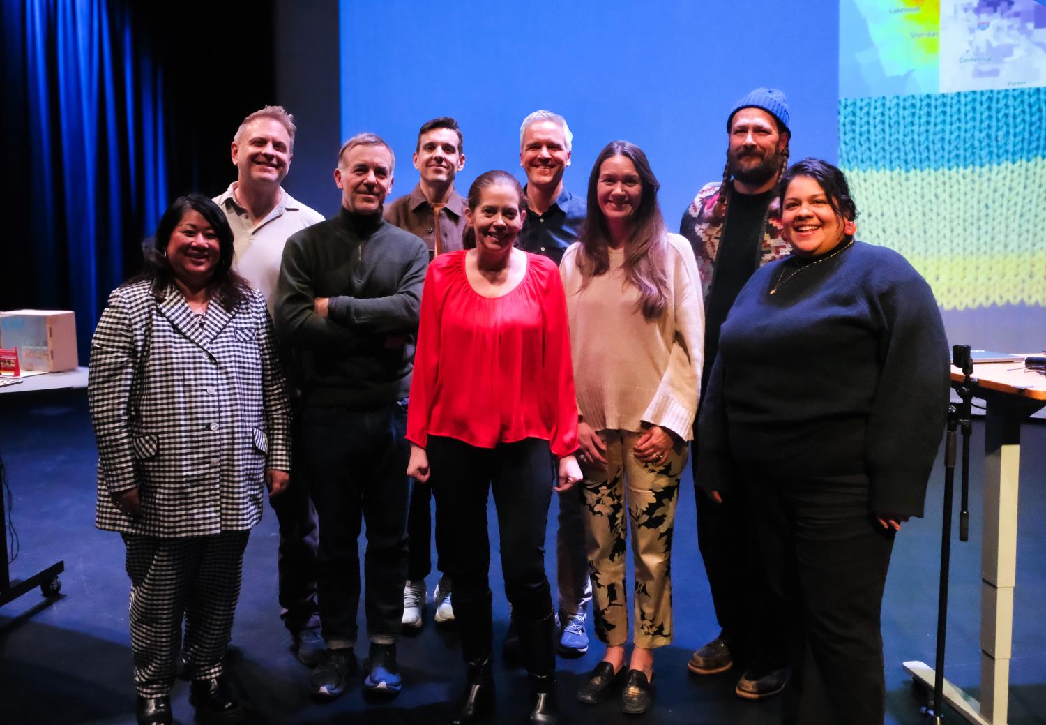 ATLAS professors and City of Denver officials pose in the Black Box Studio