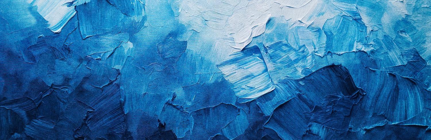 Thick paint in shades of blue
