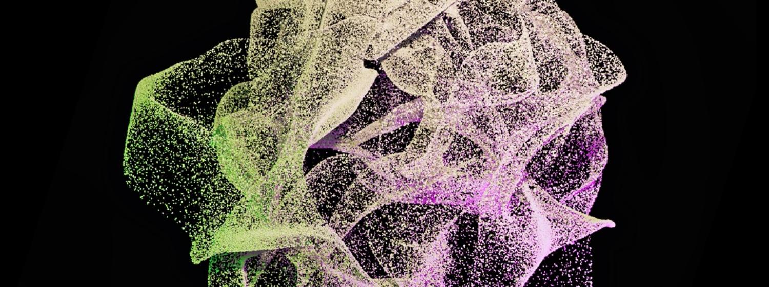 A digital creation of a multi-colored ephemeral 3D texture