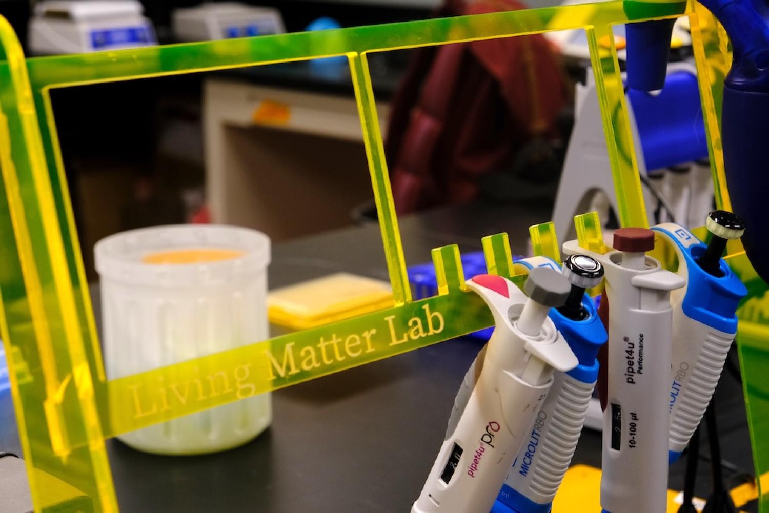Living Matter Lab rack holding scientific equipment