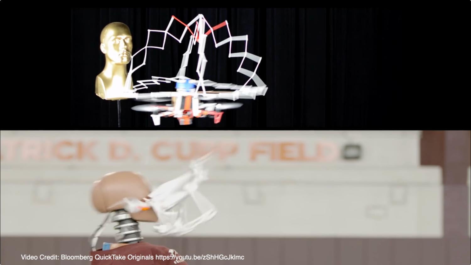 Photo of drones hitting mannequin faces