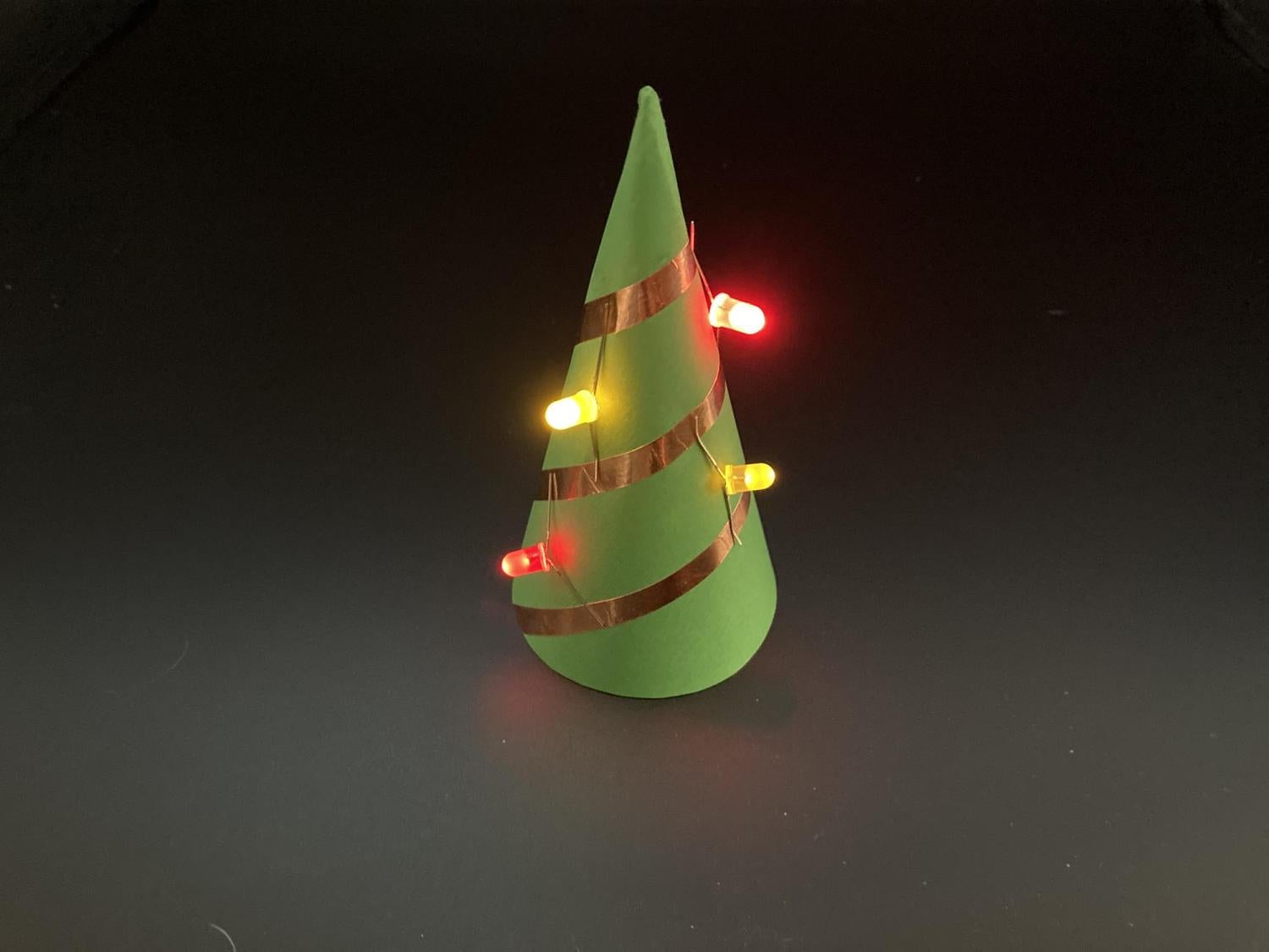paper christmas tree with lights