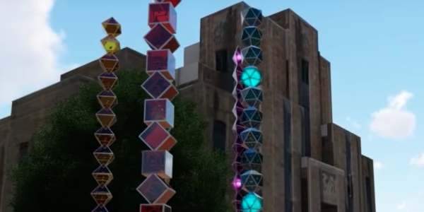 Computer generated design  interactive sculpture that visualizes Colorado air quality data
